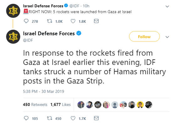 以色列国防军推特截图