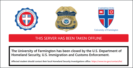  美国国土安全局：法明顿大学已被关闭