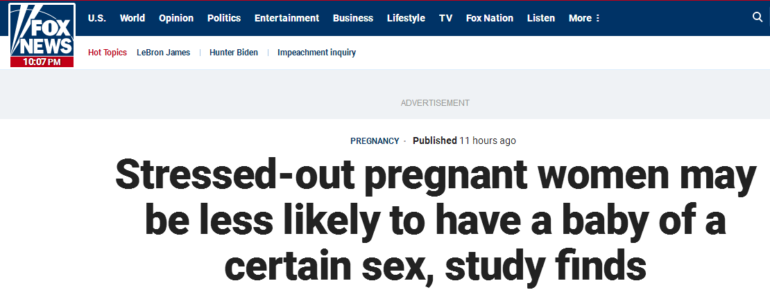 【美国最新研究发现:孕期有压力 可能会生女孩】美国压力