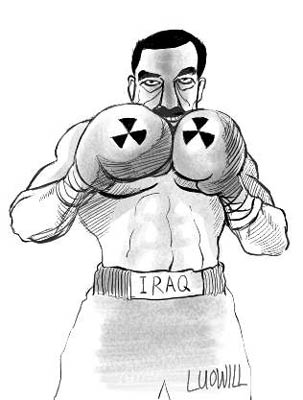 时事漫画:伊拉克叛逃人员称伊已造出原子弹