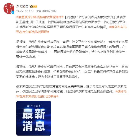 俄通报：库尔斯克核电站发现弹片 (http://www.cnwts.cn/) 国际 第1张