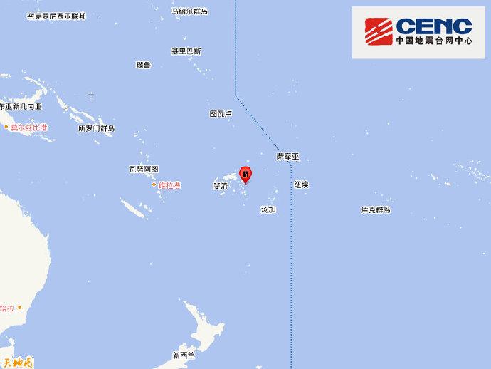 斐济群岛发生5.8级地震，震源深度600千米 (http://www.cnwts.cn/) 国际 第1张