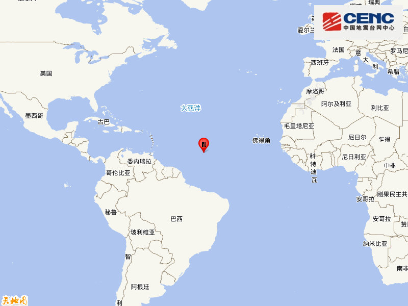 中大西洋海岭北部发生6.4级地震 震源深度10千米
