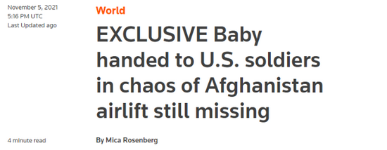 婴儿交给撤离阿富汗美军后失踪，最后一张照片曝光？