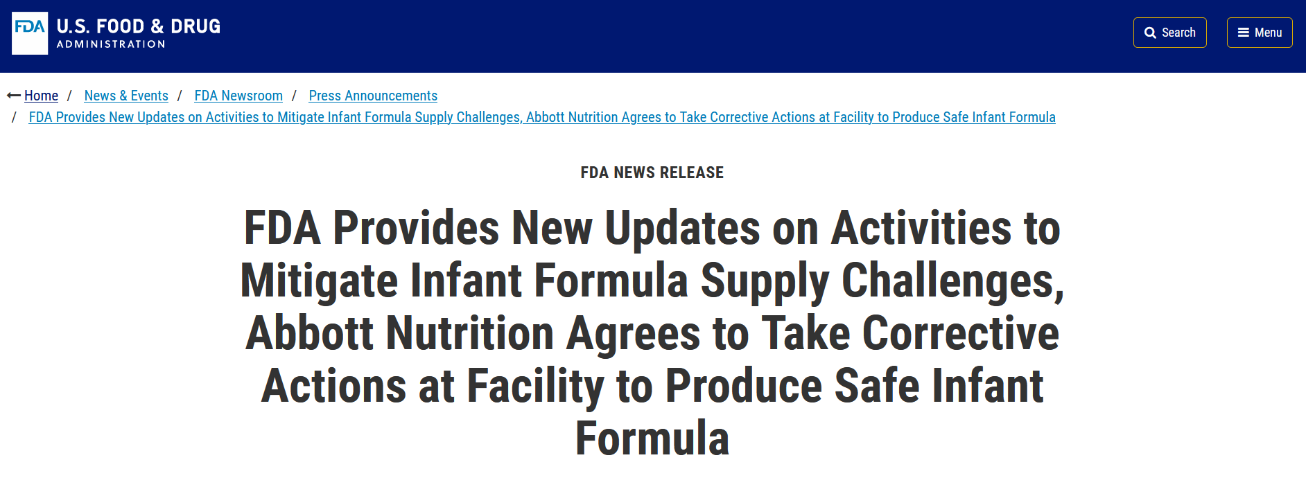 奶粉短缺，美FDA同意重启雅培“问题工厂”