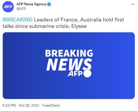 法总统府：核潜艇争端后，法澳领导人首次通话