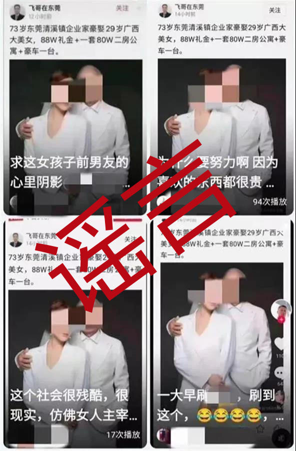 造谣祖孙照为“73岁企业家豪娶29岁美女”，造谣者“飞哥”被东莞警方刑拘 (http://www.lingxun.net.cn/) 新闻 第1张