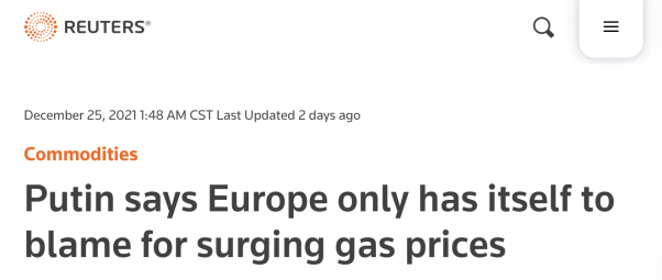 欧洲天然气价格飙升800%！普京：只能怪你们自己