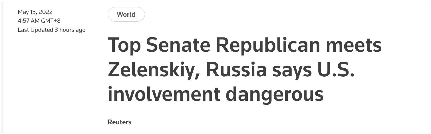 美共和党领袖率队突访基辅，俄方警告