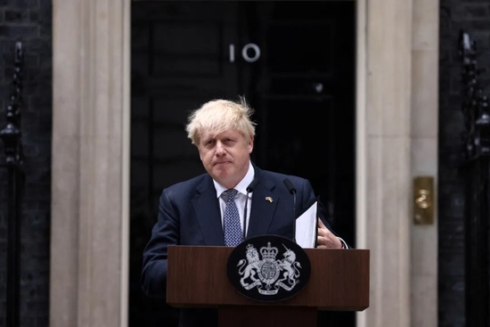 当地时间2022年7月7日，英国伦敦，英国首相鲍里斯·约翰逊宣布辞职。图/IC photo