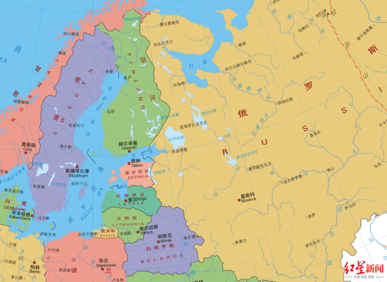 ↑芬兰加入北约意味着，北约与俄罗斯间的陆上边界长度将翻倍。