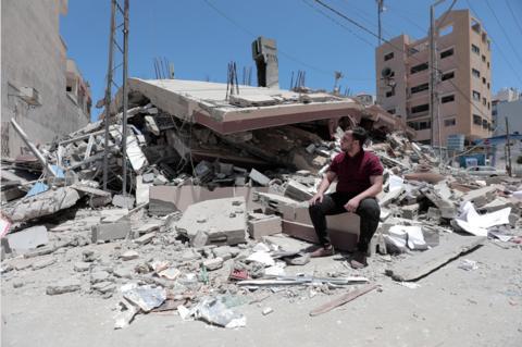 加沙地带一座建筑在以色列空袭被毁（资料图）