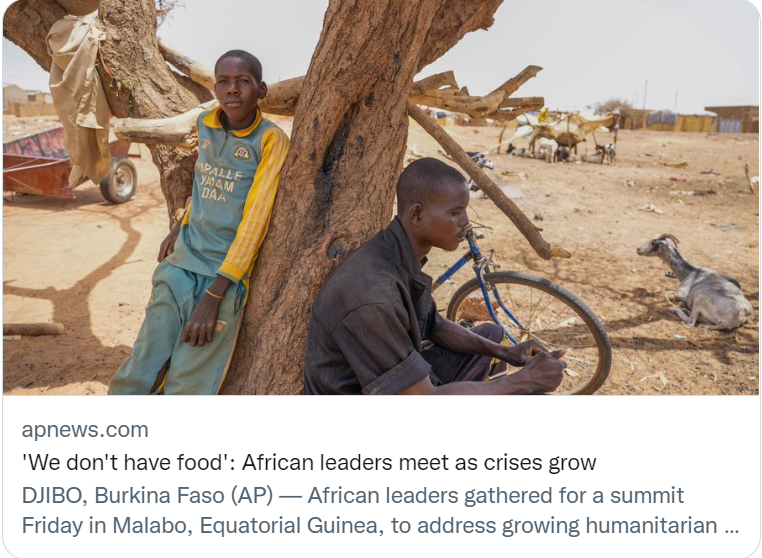 “我们没有食物了”：随着危机恶化，非洲领导人举行峰会。美联社报道截图