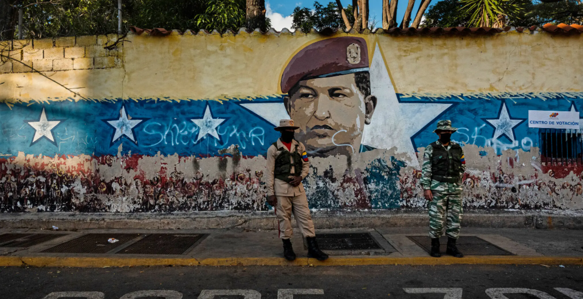 委内瑞拉的一个选举中心 查韦斯的涂鸦