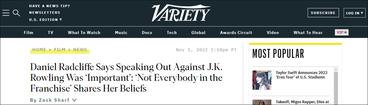 美国文娱杂志《Variety》报道截图