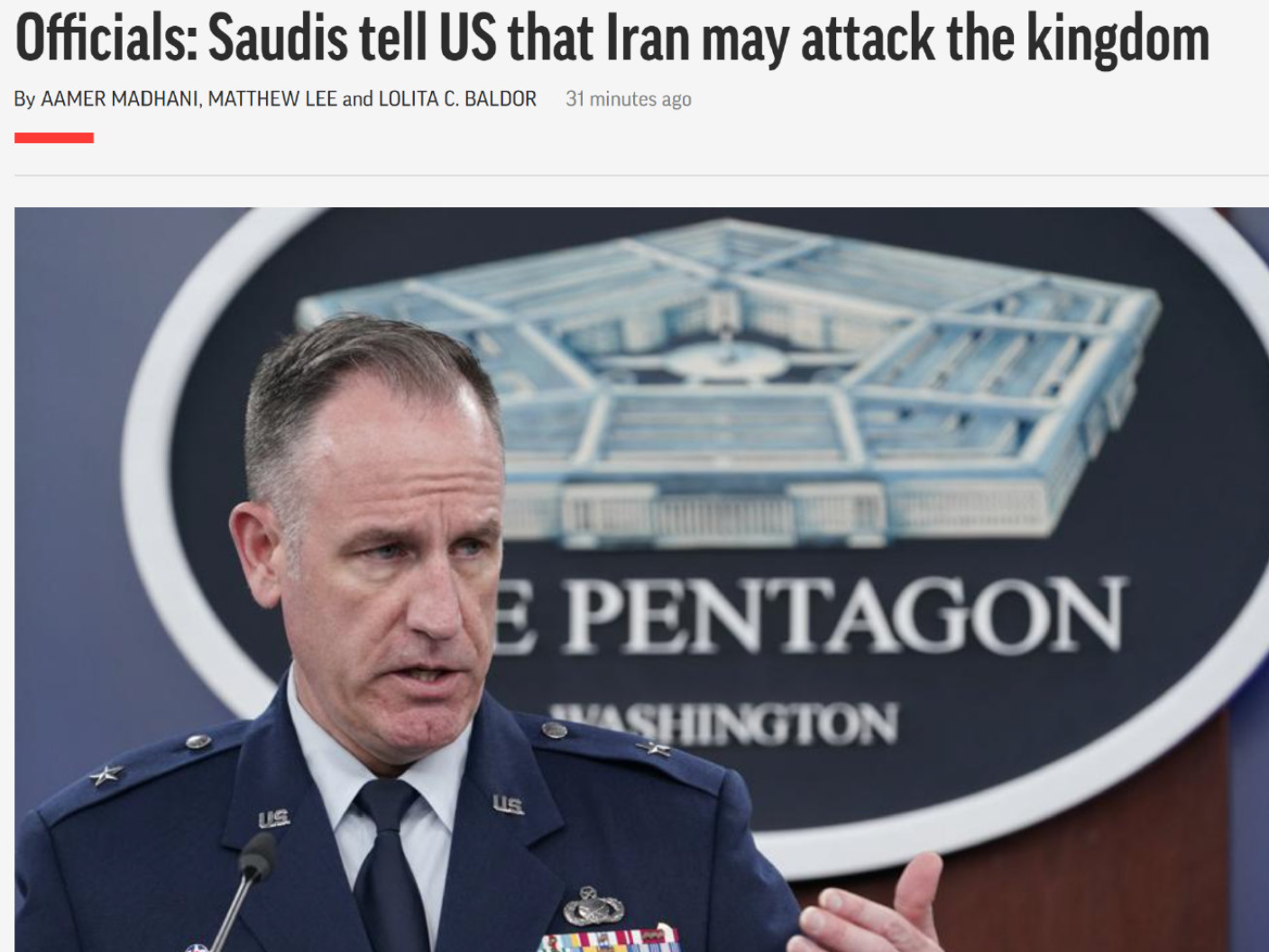 沙特警告美国：伊朗要打击沙特伊拉克境内目标