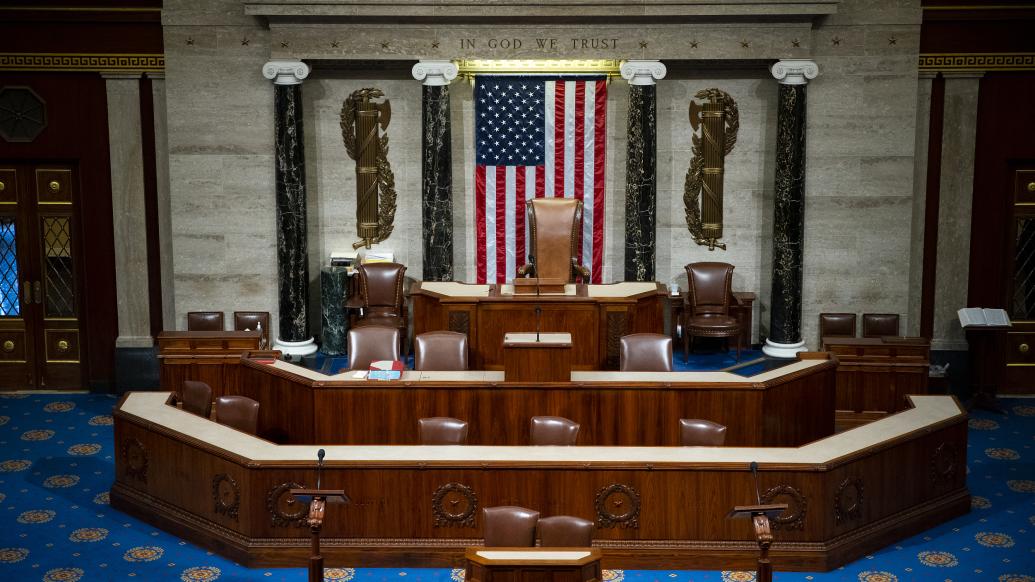 当地时间2023年1月4日，美国众议院议长的椅子。本文图片视觉中国 图