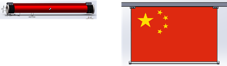 ▲中国国旗锁紧展开结构释放国旗展开，左图为锁紧状态，右图为展开状态