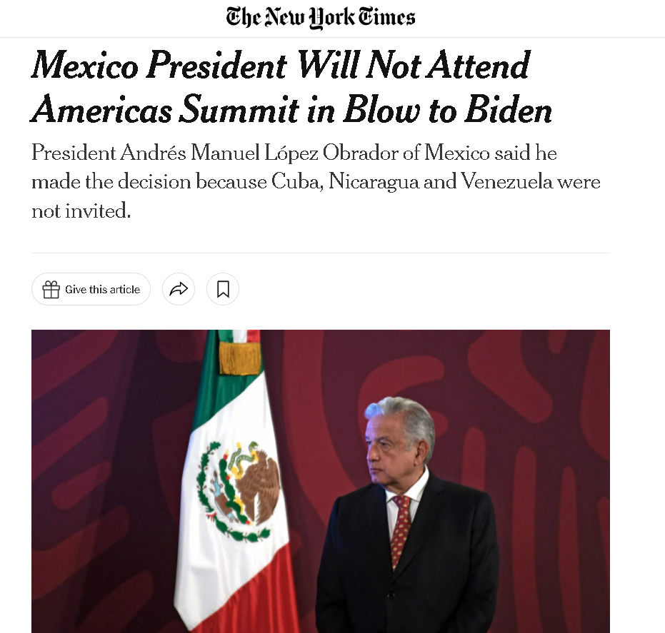 美国这事要凉了？墨西哥总统明确表示不出席美洲峰会