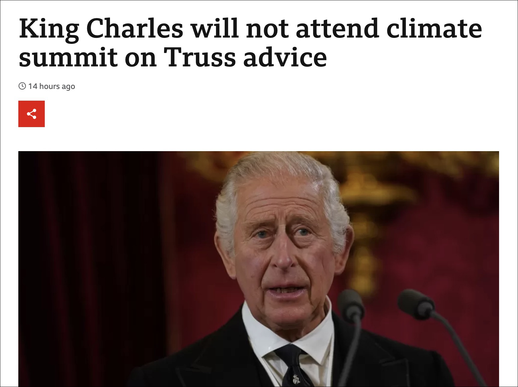 刚继位就吃瘪？查尔斯想去气候大会，被首相拦住