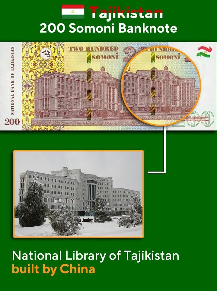 ▲塔吉克斯坦面额200索莫尼纸币——塔吉克斯坦国家图书馆