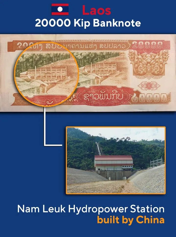 ▲老挝面额20000基普纸币——南累克水电站