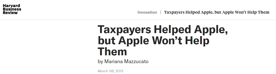 “纳税人（民众）帮了苹果，苹果却没有帮他们”  《哈佛商业评论》截图